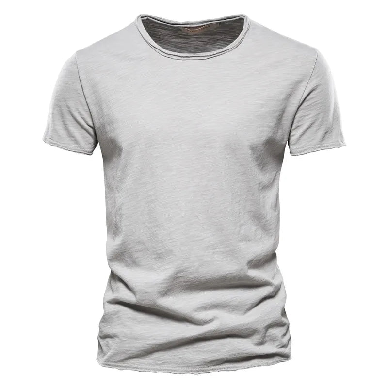 100% cotton men's T-shirt, soft hand-feel, breathable casual tee.