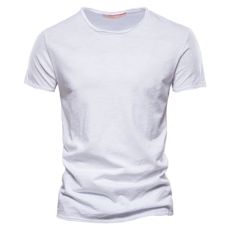 White 100% cotton men’s T-shirt, crew neck with soft hand-feel for casual everyday wear.