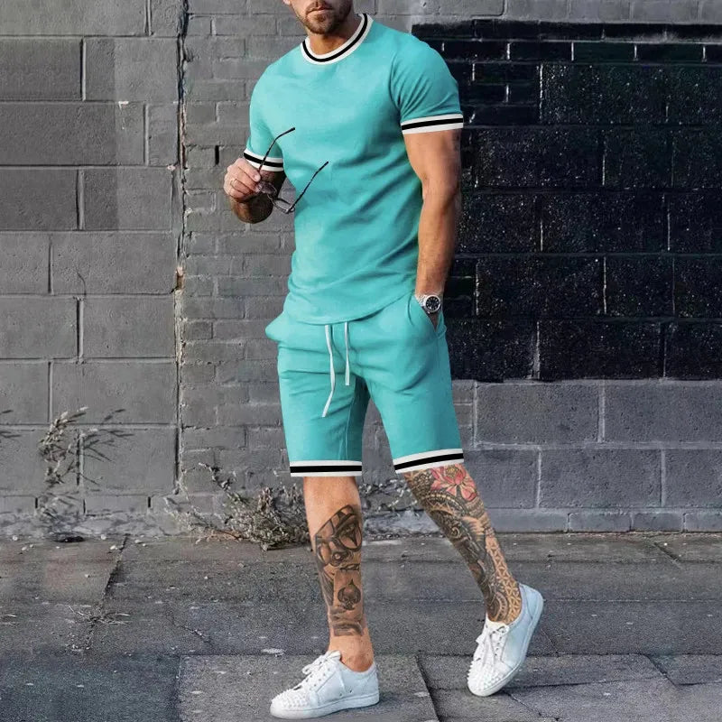 Short sleeved Shorts Set for Men's Sports and Leisure Set