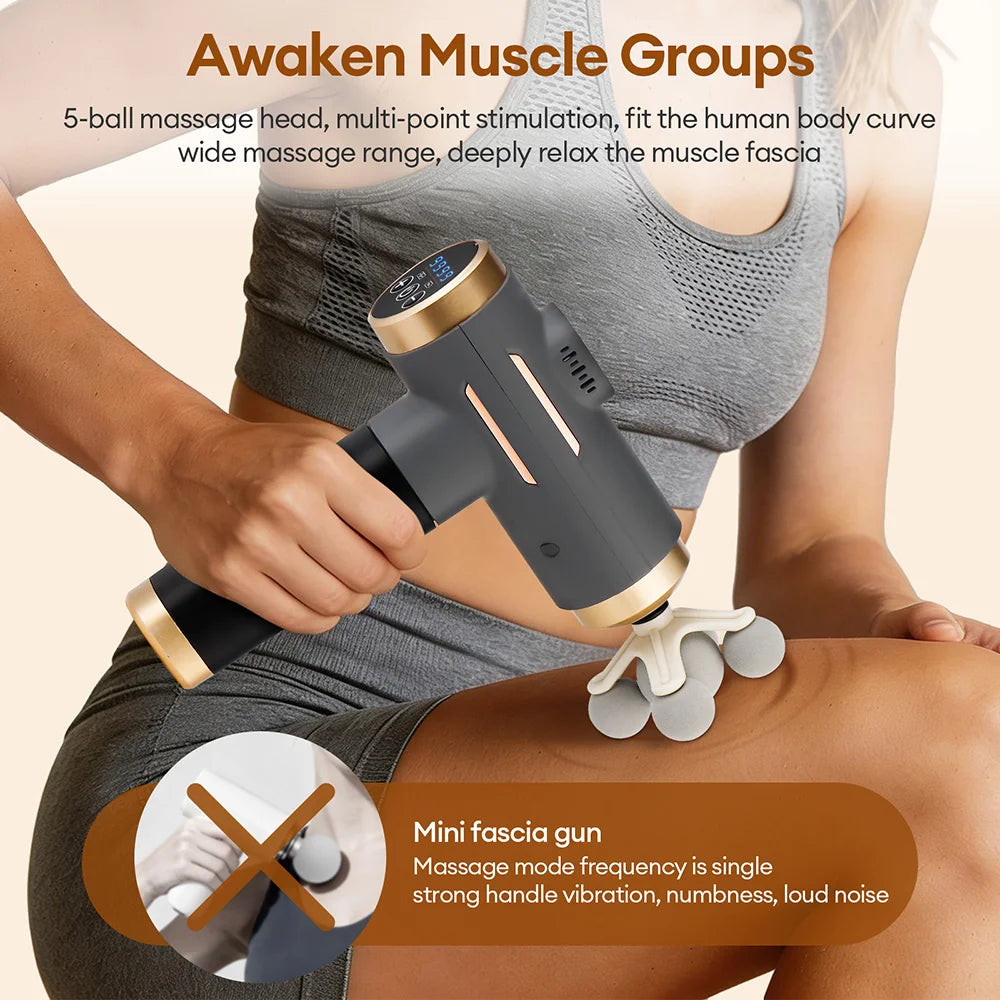 Portable Fascia Gun Multi-Head Deep Tissue Percussion Neck Back Body Massager
