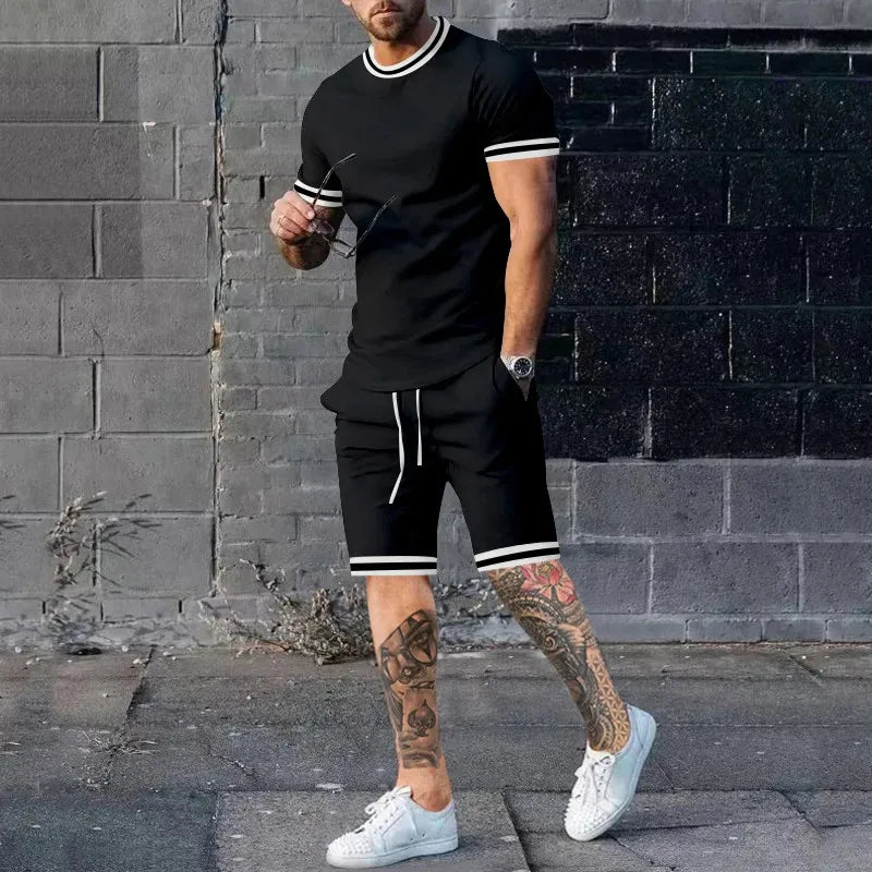 Short sleeved Shorts Set for Men's Sports and Leisure Set