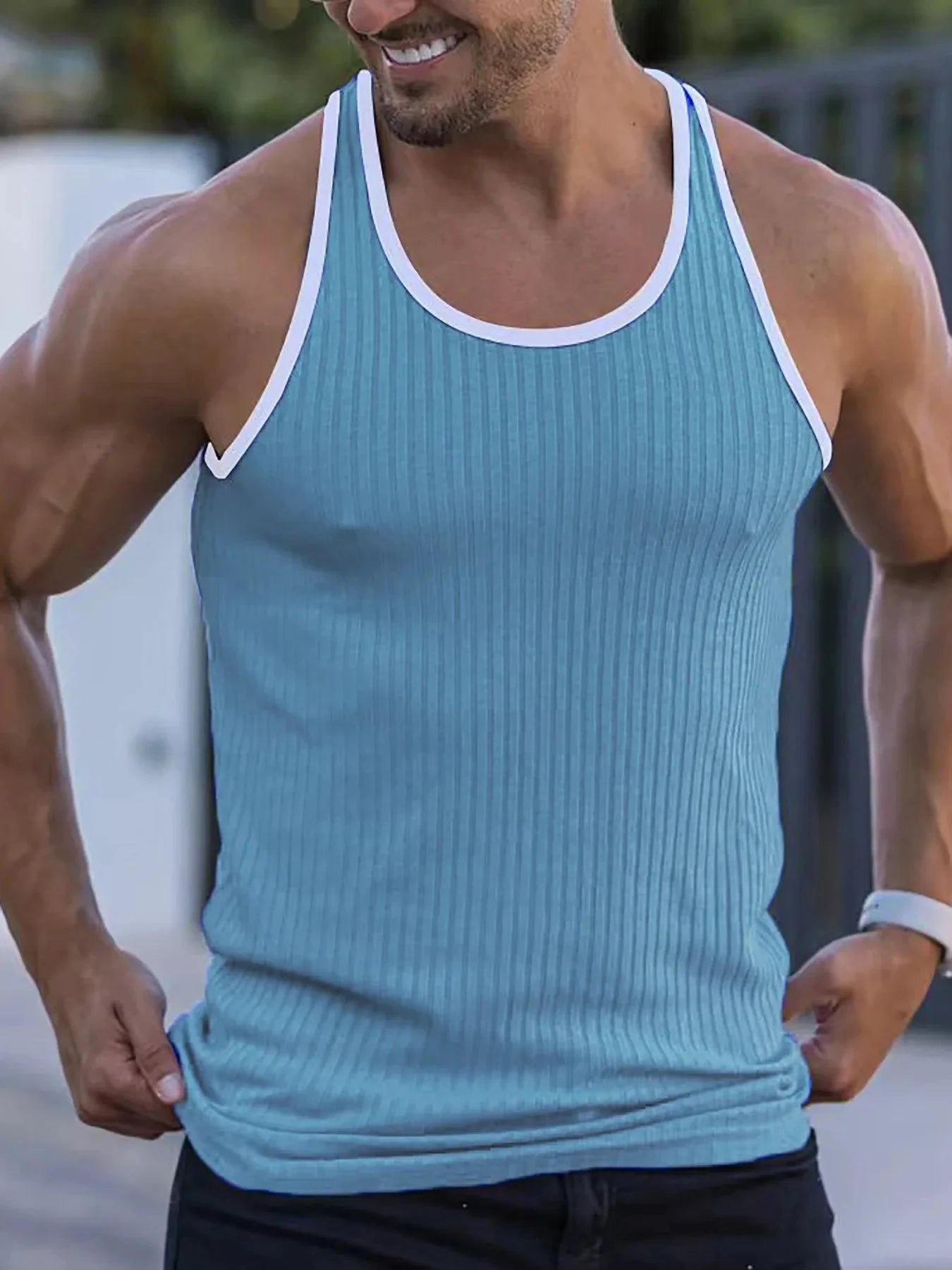 Men's quick drying elastic slim fit singlet