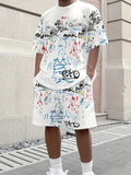 Men's Short Sleeve Top Shorts Casual Two-piece Set