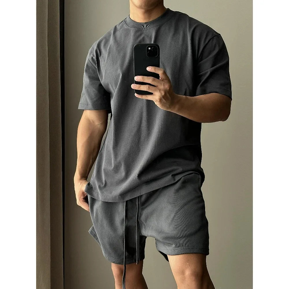 Men's Pure Cotton Short Sleeved Shorts Set