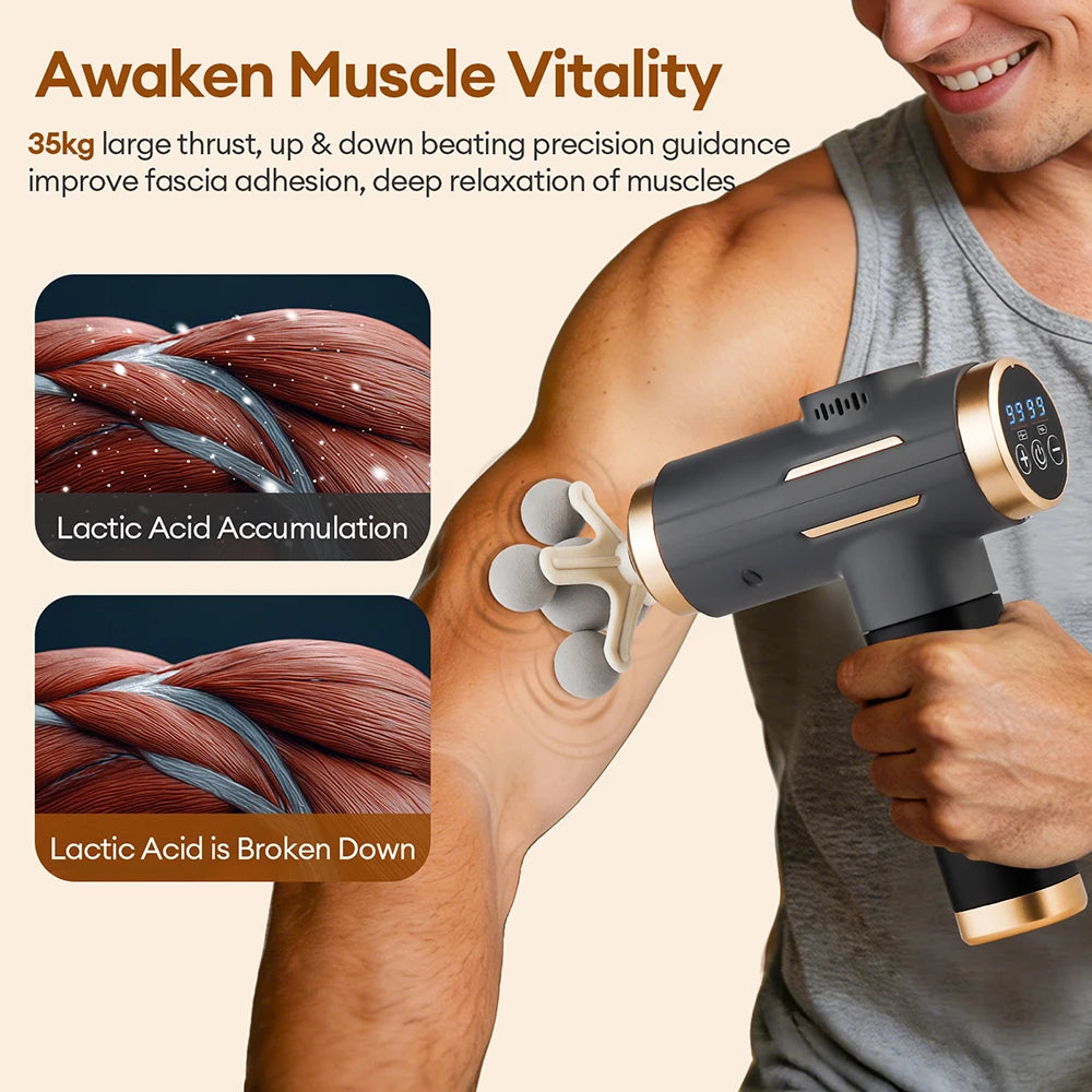 Portable Fascia Gun Multi-Head Deep Tissue Percussion Neck Back Body Massager