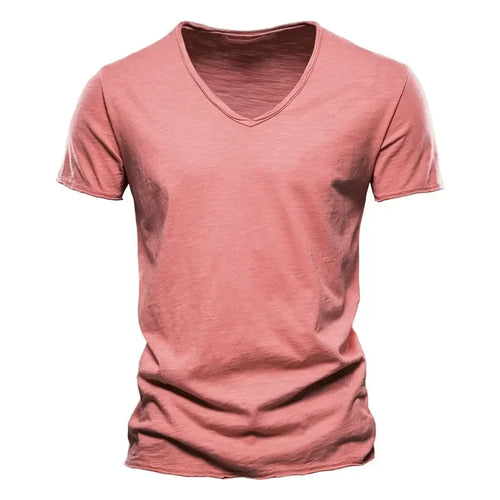 100% Cotton Men T-Shirt Tops V-Neck