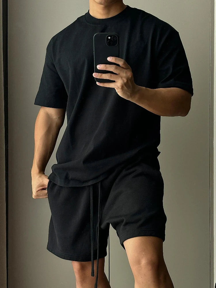 Men's Pure Cotton Short Sleeved Shorts Set