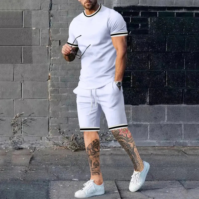 Short sleeved Shorts Set for Men's Sports and Leisure Set