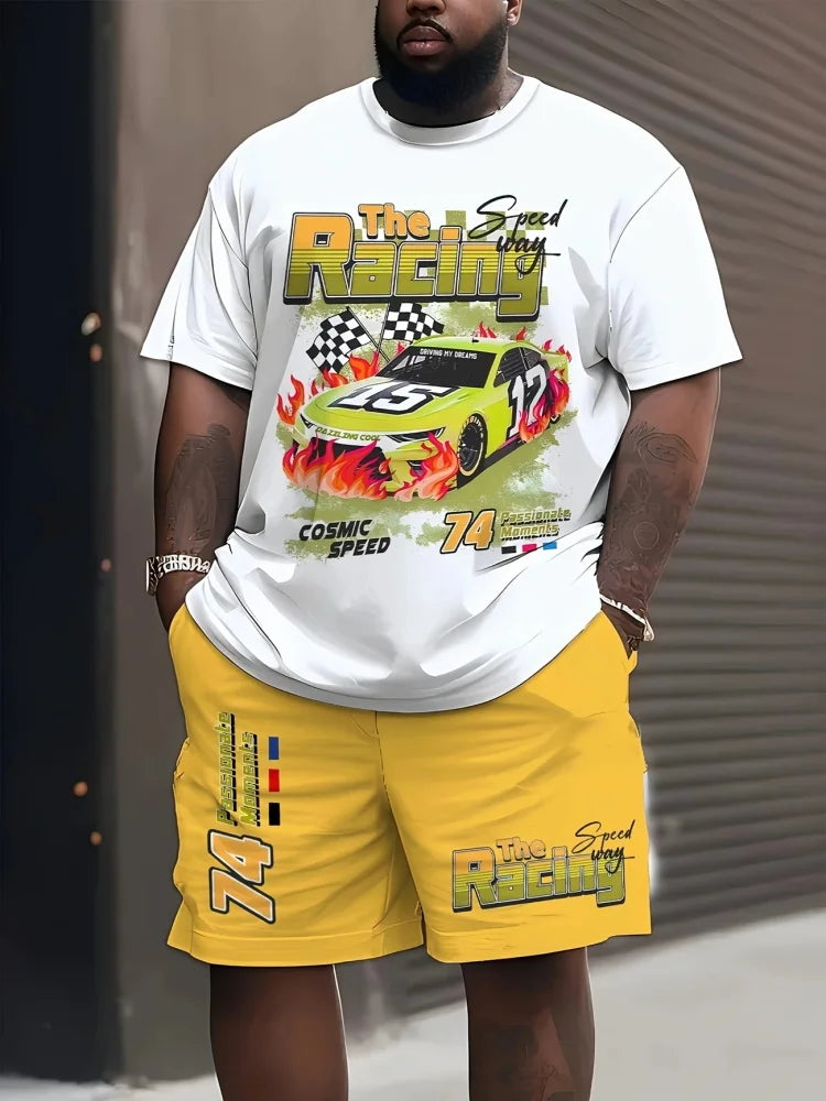 Men's Short Sleeve Top Shorts Casual Two-piece Set