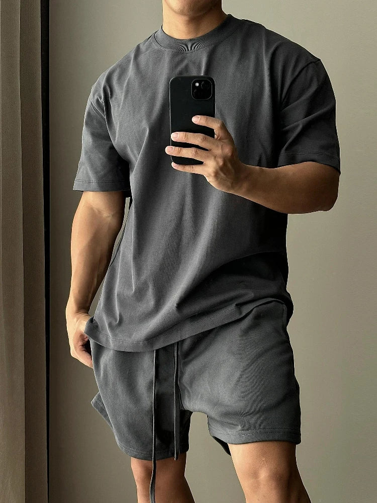 Men's Pure Cotton Short Sleeved Shorts Set