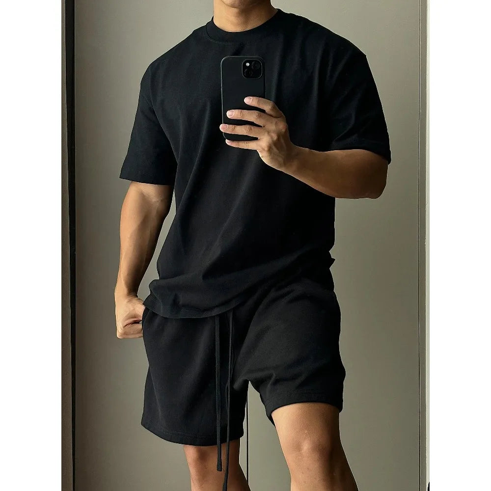 Men's Pure Cotton Short Sleeved Shorts Set
