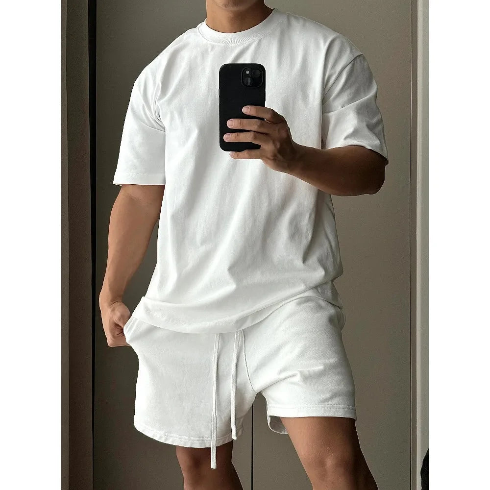 Men's Pure Cotton Short Sleeved Shorts Set