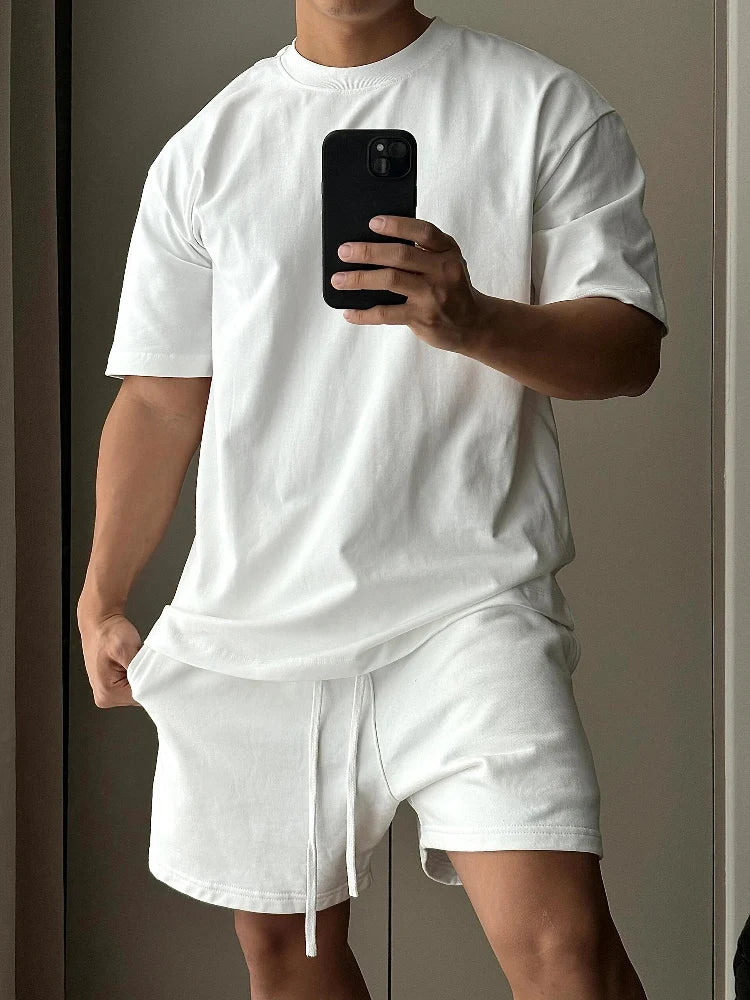 Men's Pure Cotton Short Sleeved Shorts Set