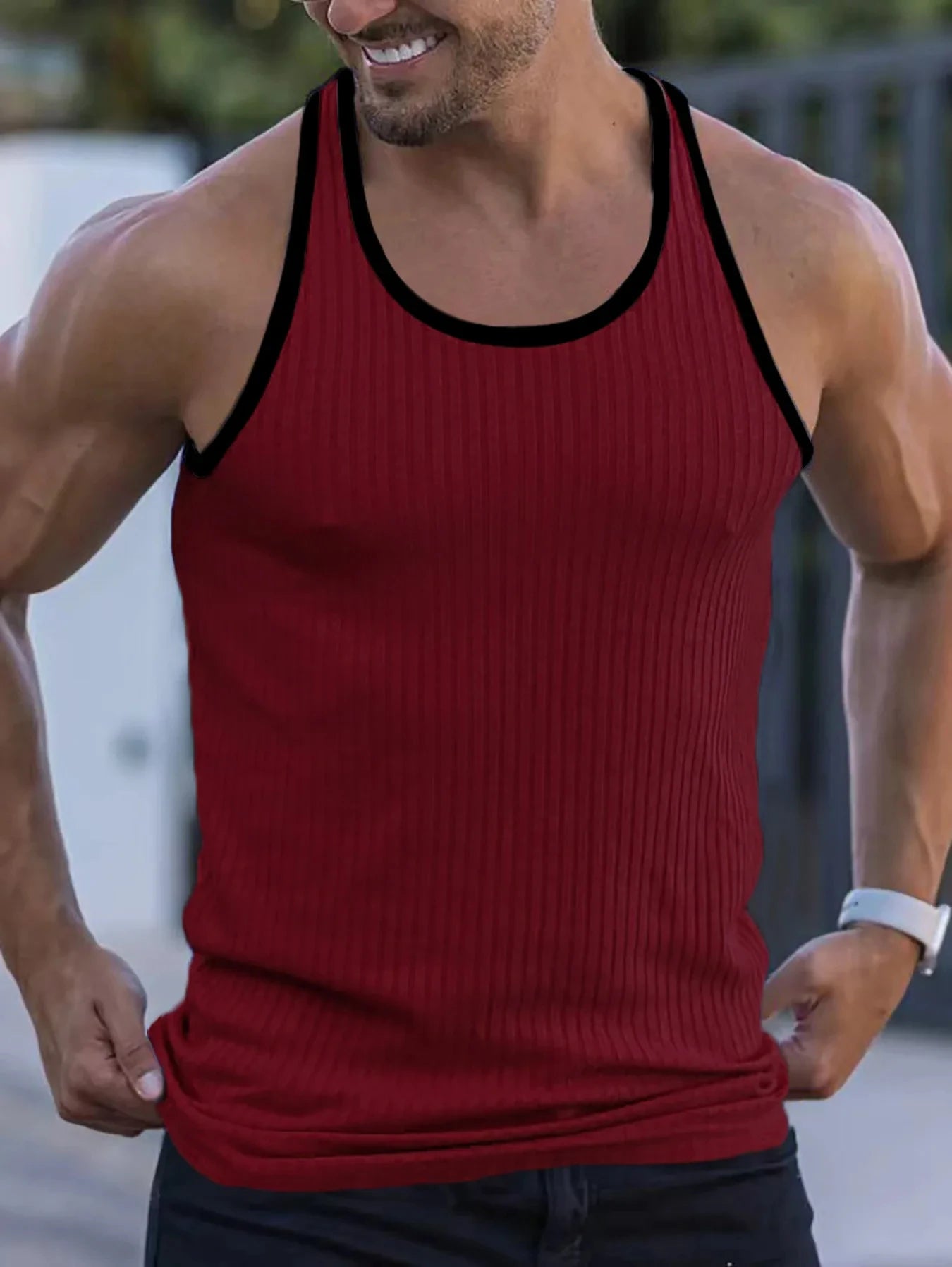 Men's quick drying elastic slim fit singlet