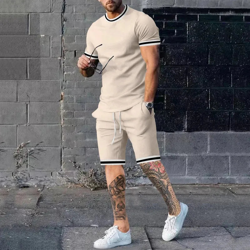 Short sleeved Shorts Set for Men's Sports and Leisure Set