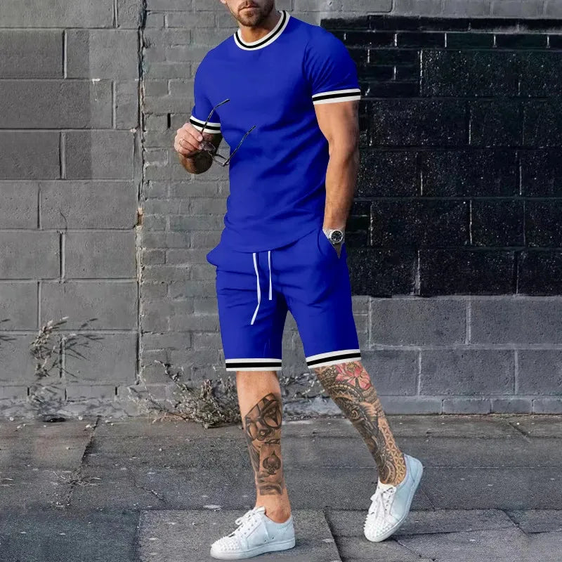 Short sleeved Shorts Set for Men's Sports and Leisure Set
