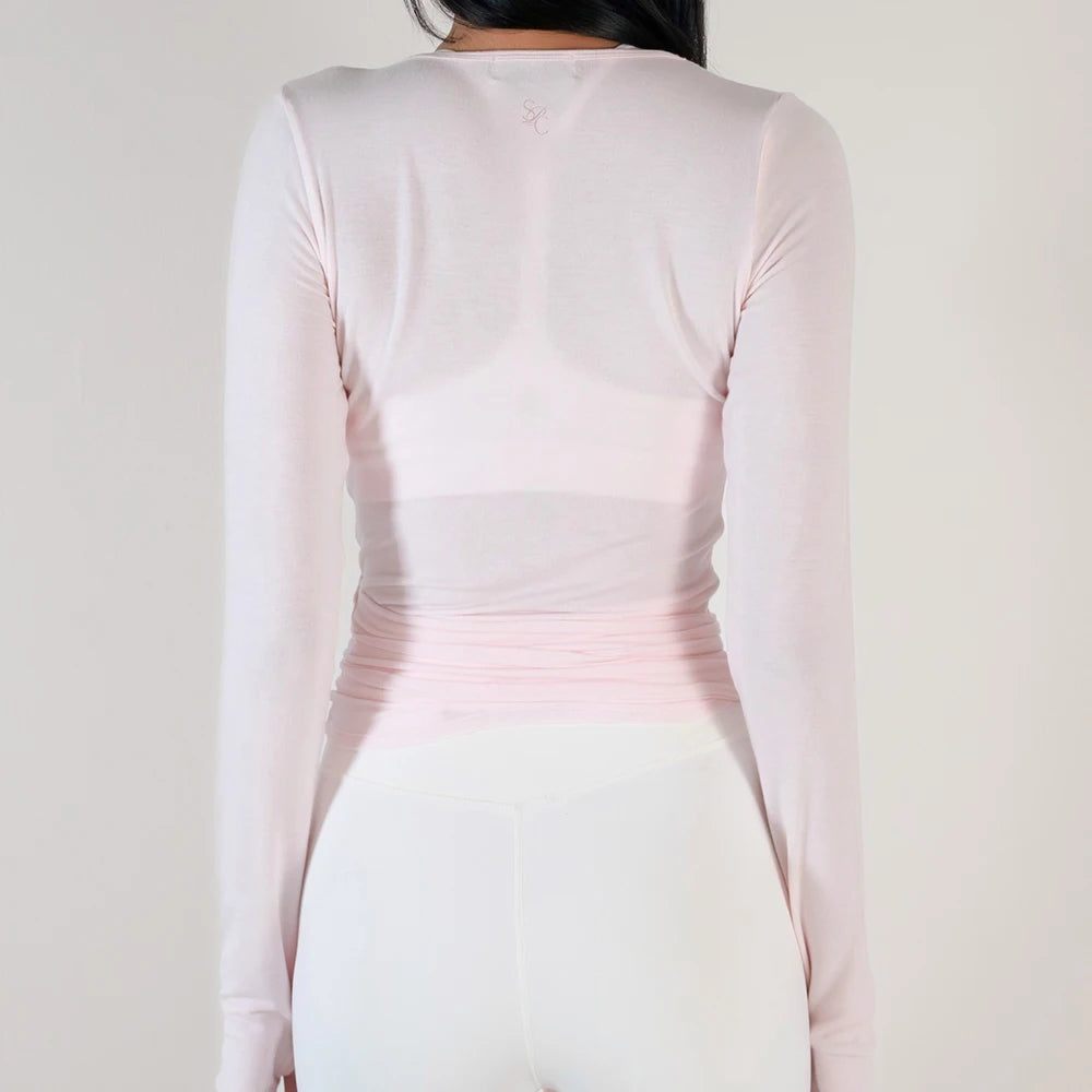 Yoga Wrap Crop Tops Tees Long Sleeve