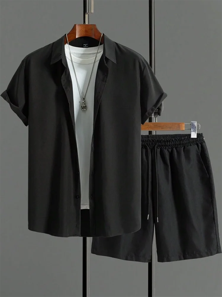 Men's Hawaiian Short Sleeve Top Shorts Casual Two-piece Set