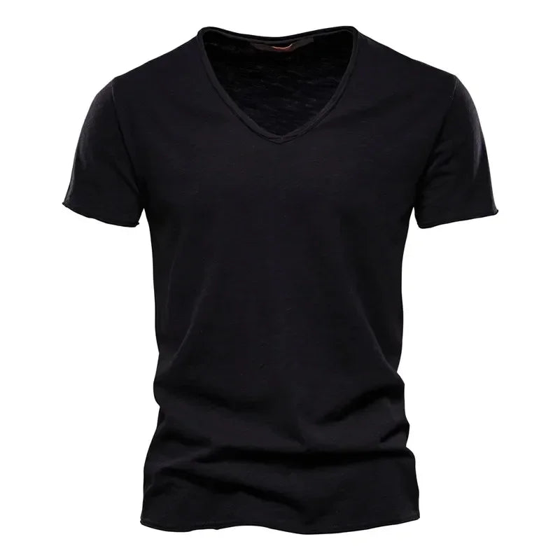 100% Cotton Men T-Shirt Tops V-Neck