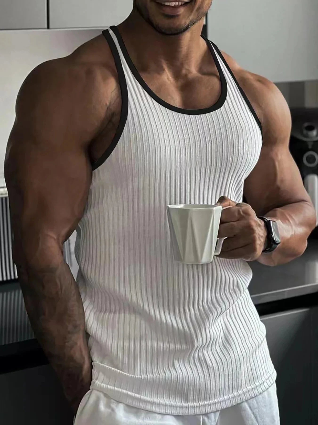 Men's quick drying elastic slim fit singlet
