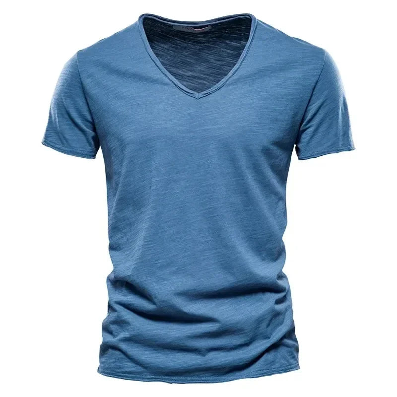 100% Cotton Men T-Shirt Tops V-Neck