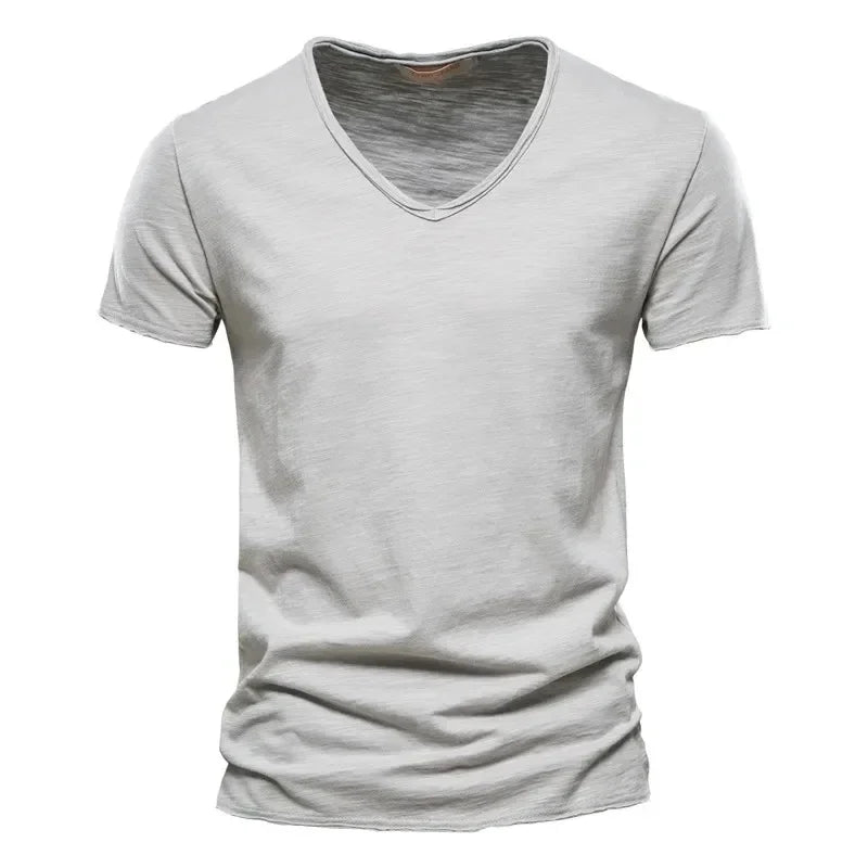 100% Cotton Men T-Shirt Tops V-Neck